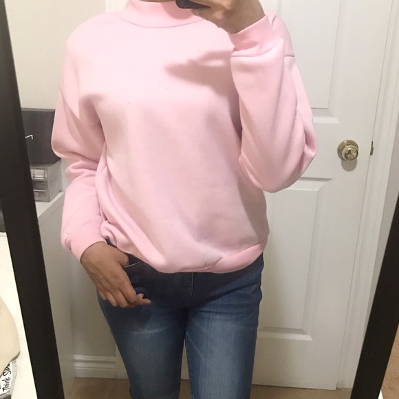 Baby Pink Mock Neck Comfy Sweatshirt - Picture 3 of 3